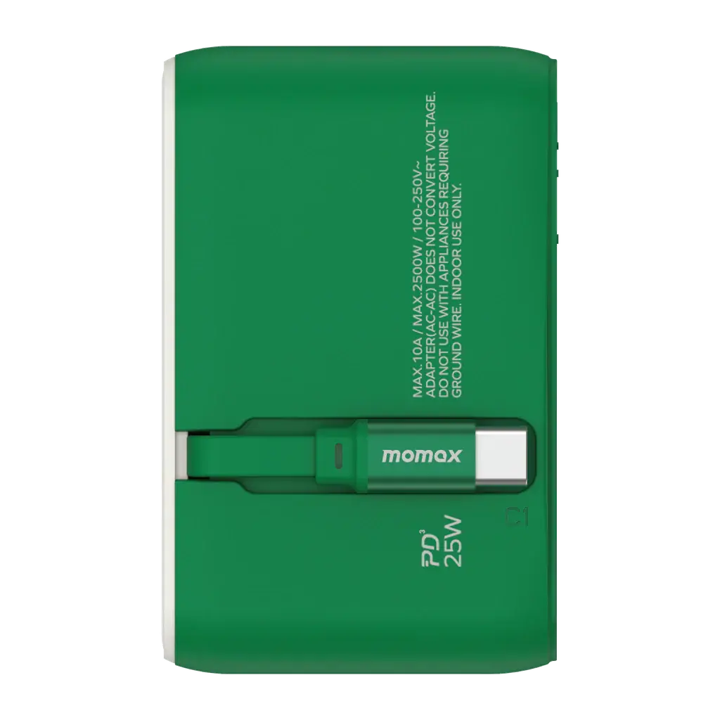MOMAX 1-World 25W 3-Port AC Travel Adapter with Built-in USB-C Cable Alamat Qatar