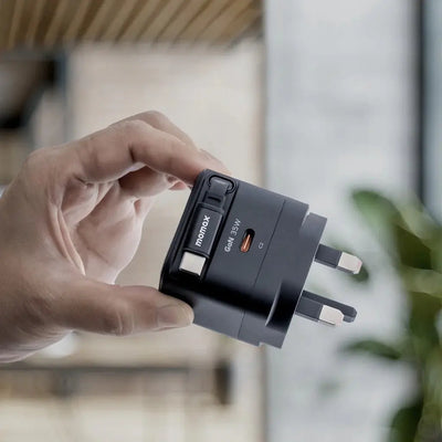 MOMAX 1-CHARGE 35W GAN 1 PORT CHARGER WITH BUILT-IN USB-C CABLE Scrollcart Qatar