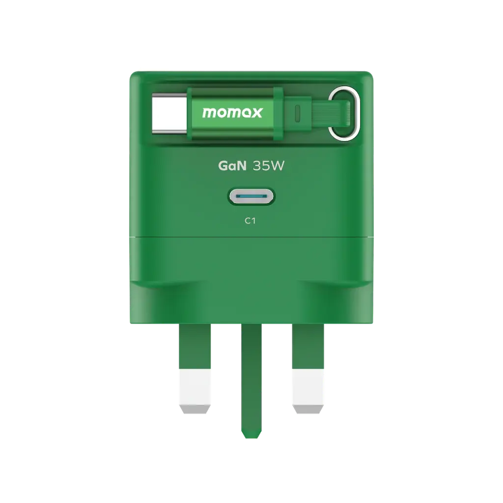 MOMAX 1-CHARGE 35W GAN 1 PORT CHARGER WITH BUILT-IN USB-C CABLE Scrollcart Qatar