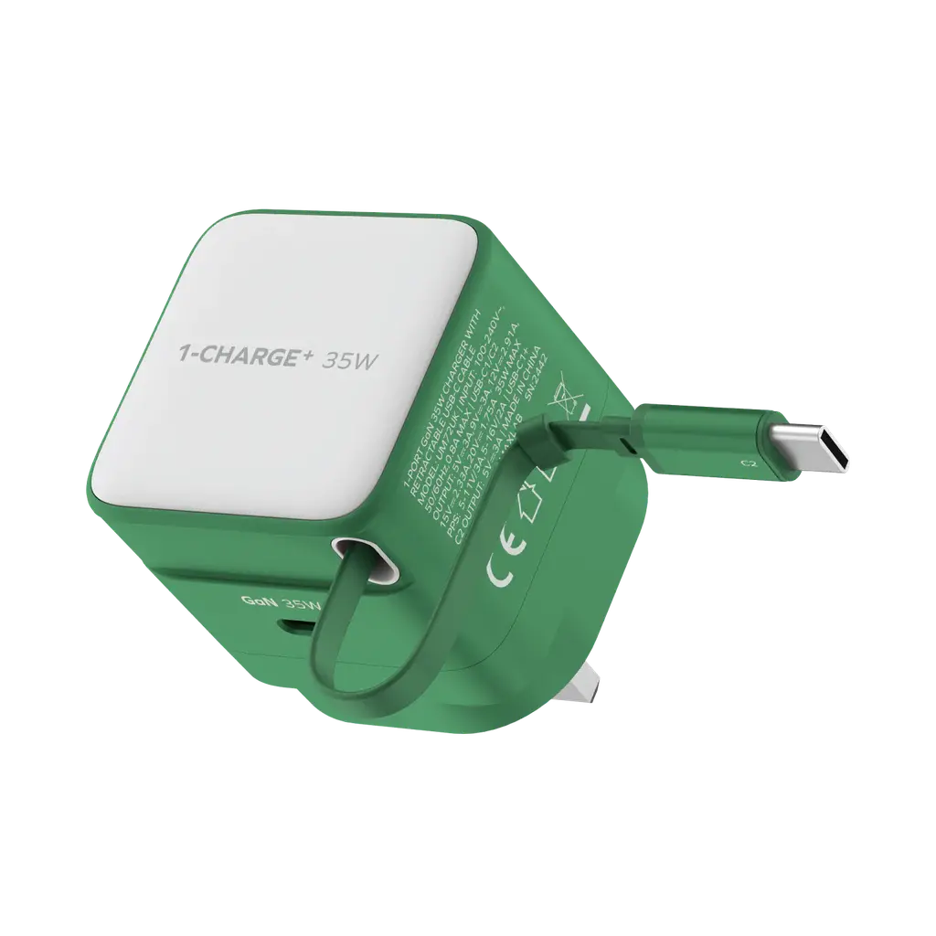 MOMAX 1-CHARGE 35W GAN 1 PORT CHARGER WITH BUILT-IN USB-C CABLE Scrollcart Qatar