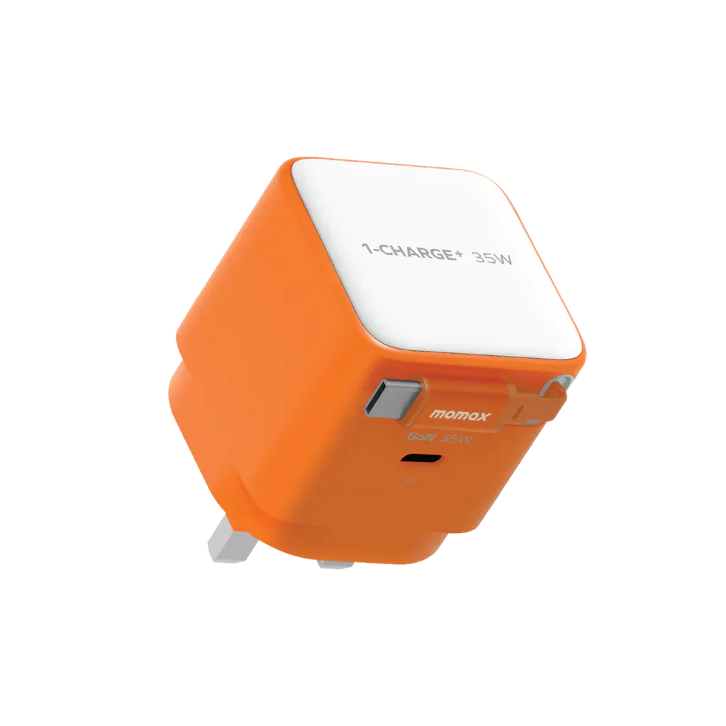 MOMAX 1-CHARGE 35W GAN 1 PORT CHARGER WITH BUILT-IN USB-C CABLE Scrollcart Qatar