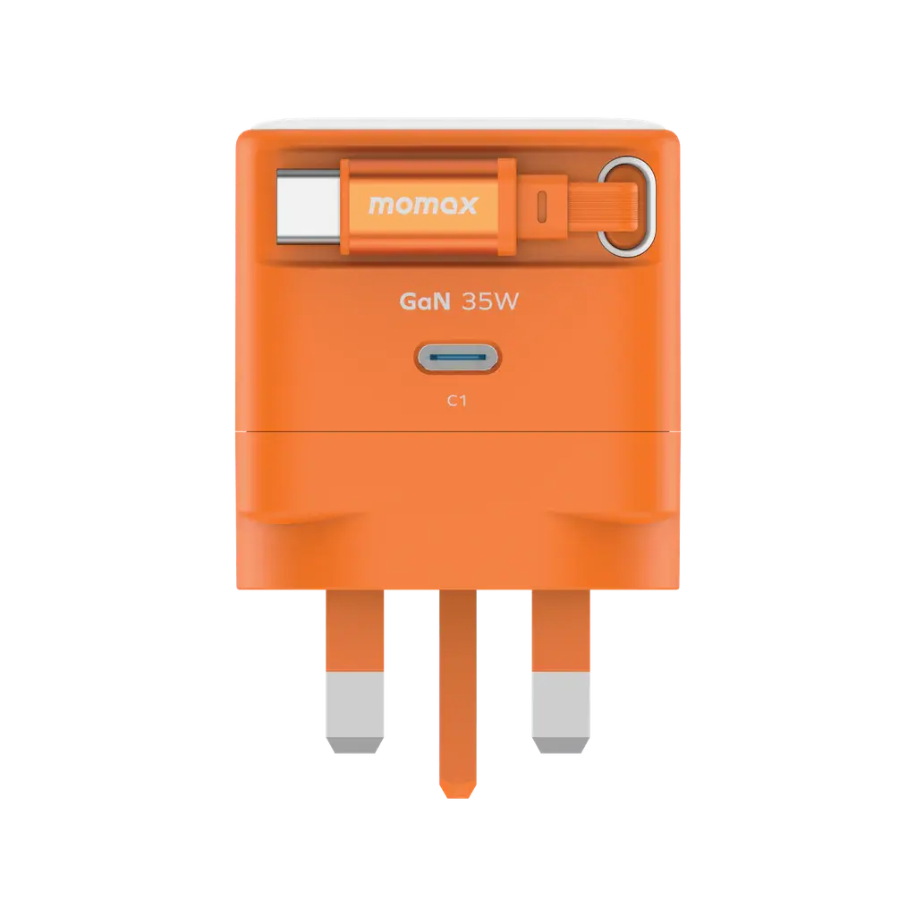 MOMAX 1-CHARGE 35W GAN 1 PORT CHARGER WITH BUILT-IN USB-C CABLE Scrollcart Qatar