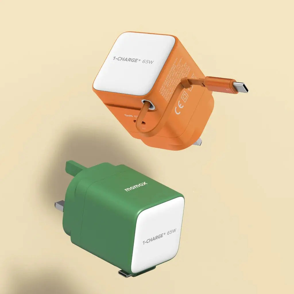 MOMAX 1-CHARGE 65W GAN 1 PORT CHARGER WITH BUILT-IN USB-C CABLE Alamat Qatar