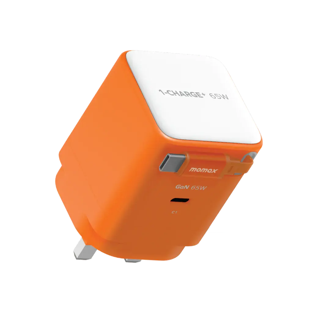 MOMAX 1-CHARGE 65W GAN 1 PORT CHARGER WITH BUILT-IN USB-C CABLE Alamat Qatar