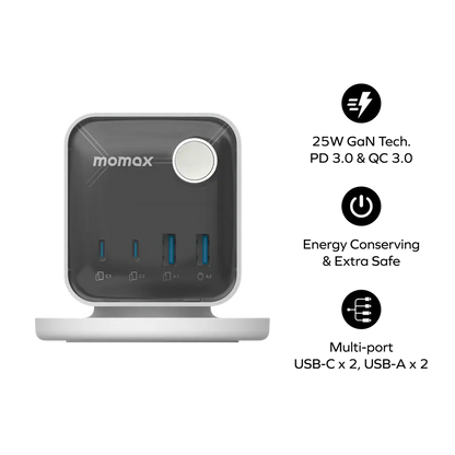 MOMAX 1-Charge Work Flow | 3-Outlet Power Cube with USB Alamat Qatar