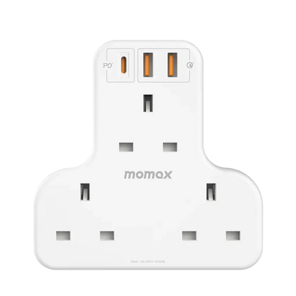 MOMAX OnePlug T-Shaped Extension | 3 Outlets + USB Fast Charging Alamat Qatar