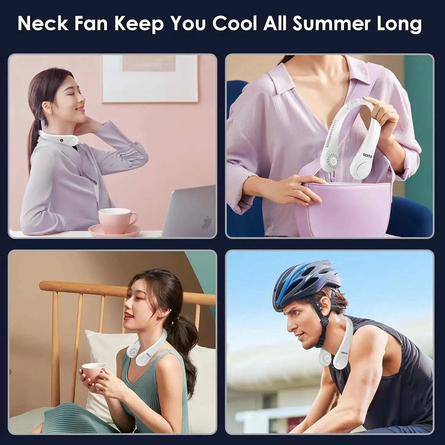 USB Bladeless Neck Fan Rechargeable 5 Speed LED Display Scrollcart Qatar 