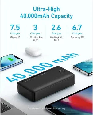 Anker 347 PowerCore 40000mAh Power Bank | 30W Fast Charging | 4-Port USB-C & USB-A | A1377H11 Black marhaba 