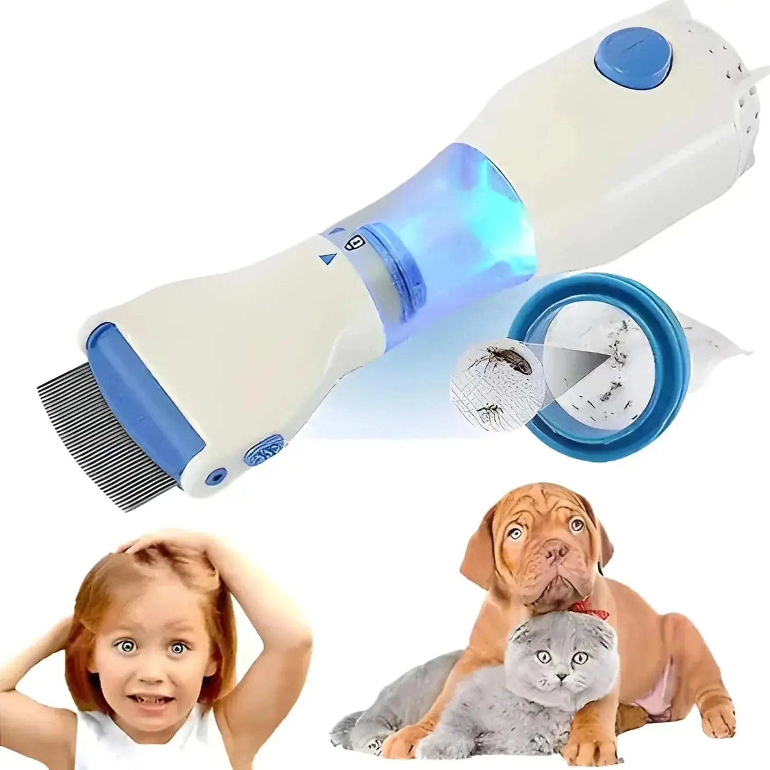 V Comb Electric Head Lice Remover – Vacuum Lice & Egg Removal Comb with Capture Filter System (Chemical-Free) 