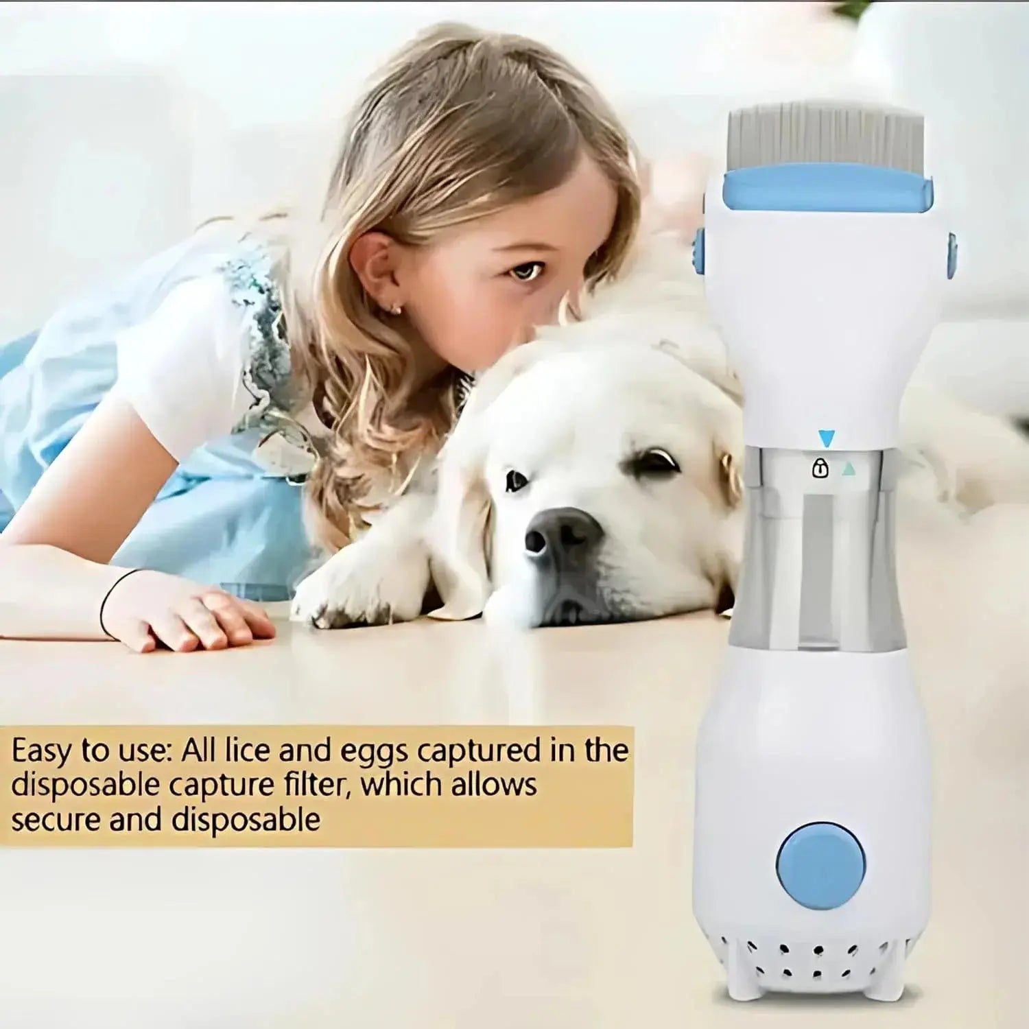 V Comb Electric Head Lice Remover – Vacuum Lice & Egg Removal Comb with Capture Filter System (Chemical-Free) 