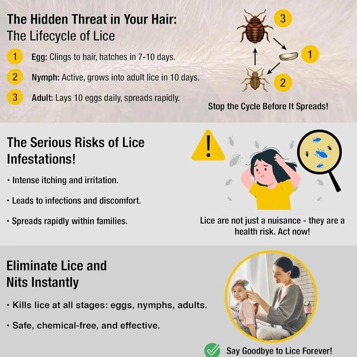 V Comb Electric Head Lice Remover – Vacuum Lice & Egg Removal Comb with Capture Filter System (Chemical-Free) 