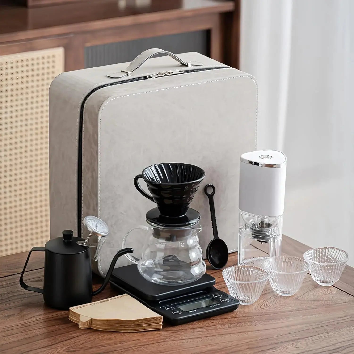 V60 Coffee Maker Set 12-Piece Professional Pour Over Kit | Portable Coffee Brewing Gift Box Scrollcart Qatar  Scrollcart Qatar
