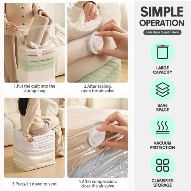 Vacuum Compression Storage Bags for Wardrobe & Travel Organization Scrollcart Qatar 
