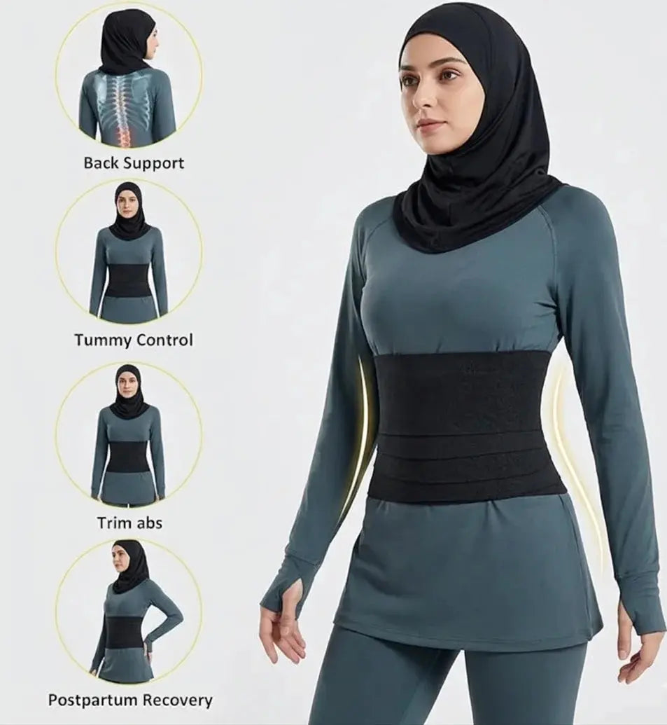 Waist Trainer Corset - Slimming Sweat Belt Invisible Black Scrollcart Qatar 