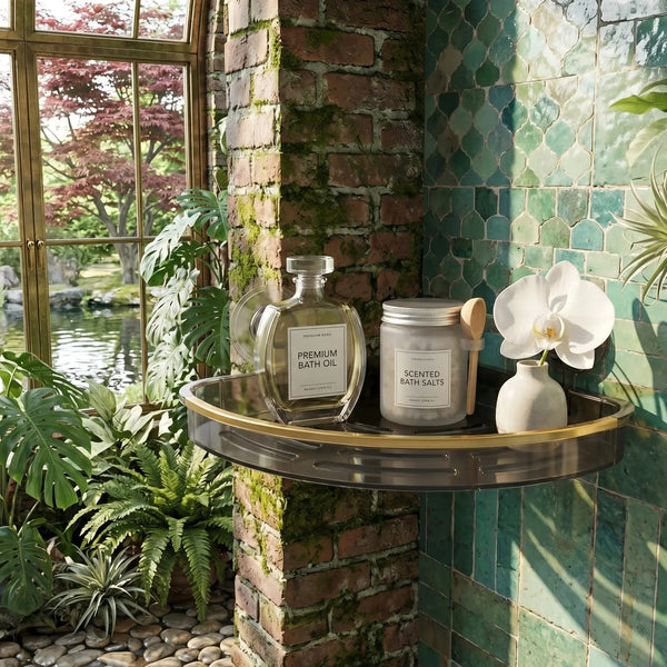 Wall Mounted Bathroom Corner Shelf Shower Shampoo Organizer Rack Scrollcart Qatar 