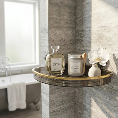 Wall Mounted Bathroom Corner Shelf Shower Shampoo Organizer Rack Scrollcart Qatar 