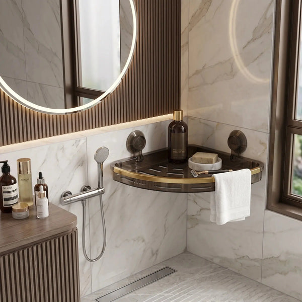 Wall Mounted Bathroom Corner Shelf Shower Shampoo Organizer Rack Scrollcart Qatar 