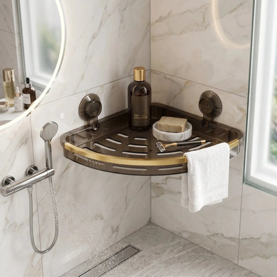 Wall Mounted Bathroom Corner Shelf Shower Shampoo Organizer Rack Scrollcart Qatar 