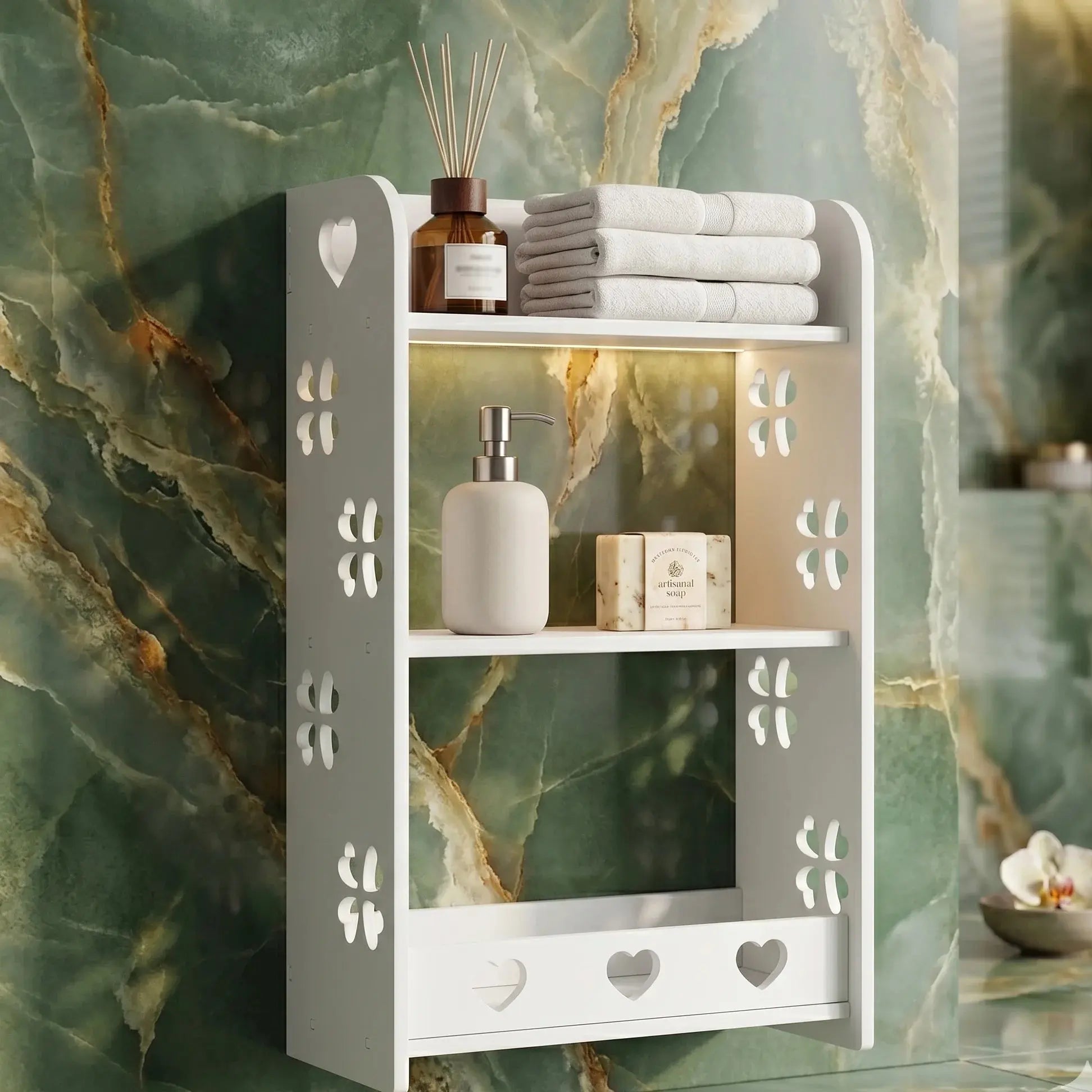 Wall Mounted Bathroom Shelf Organizer Punch-Free Storage Rack Scrollcart Qatar 
