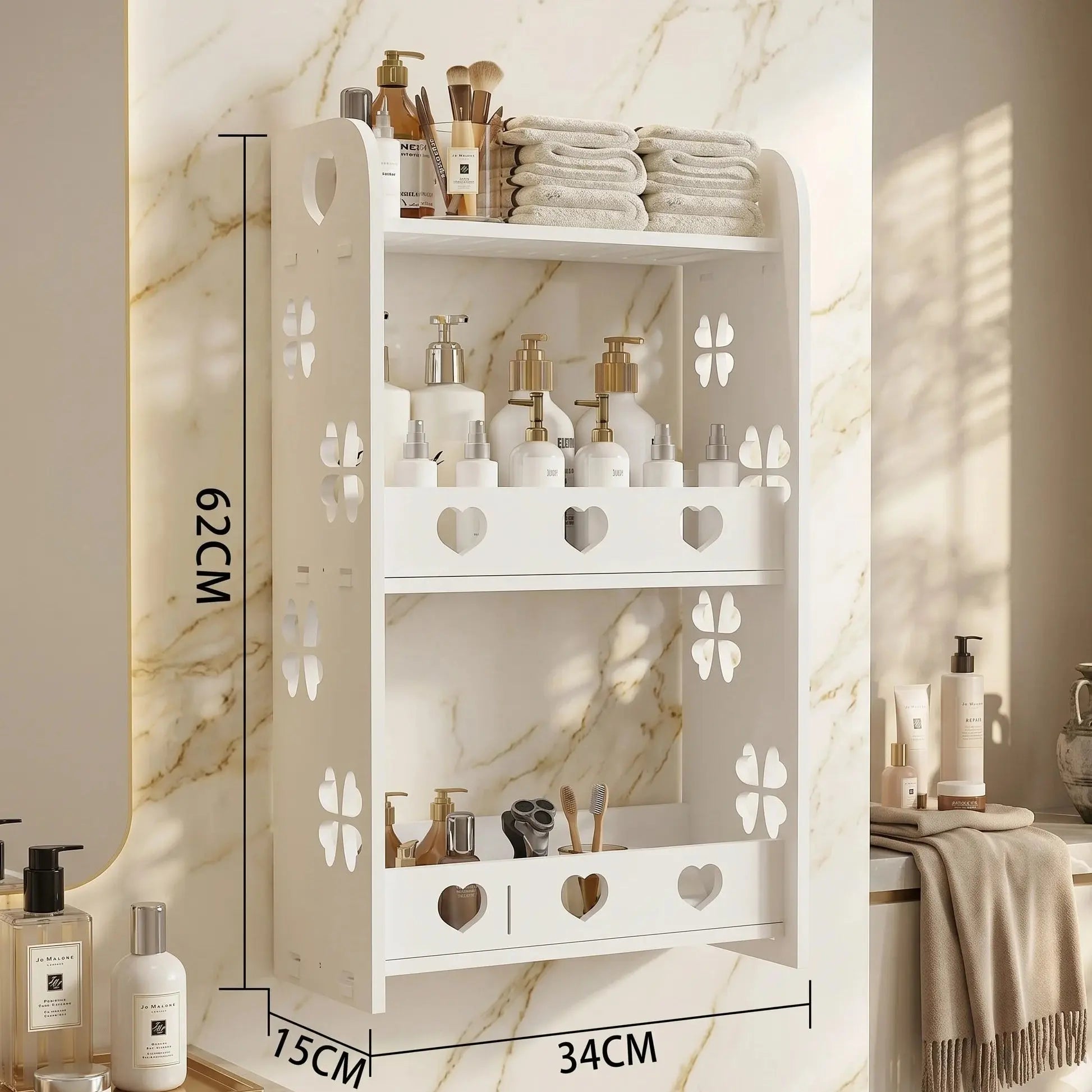 Wall Mounted Bathroom Shelf Organizer Punch-Free Storage Rack Scrollcart Qatar 