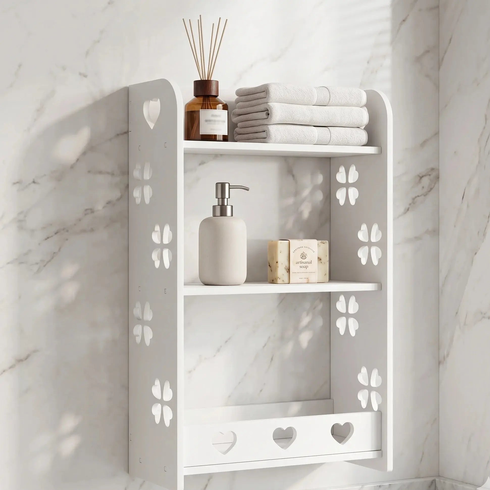 Wall Mounted Bathroom Shelf Organizer Punch-Free Storage Rack Scrollcart Qatar 