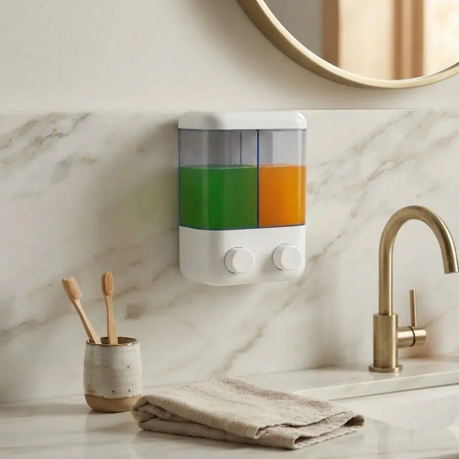 Wall Mounted Liquid Soap & Shampoo Dispenser –  Double Scrollcart Qatar 
