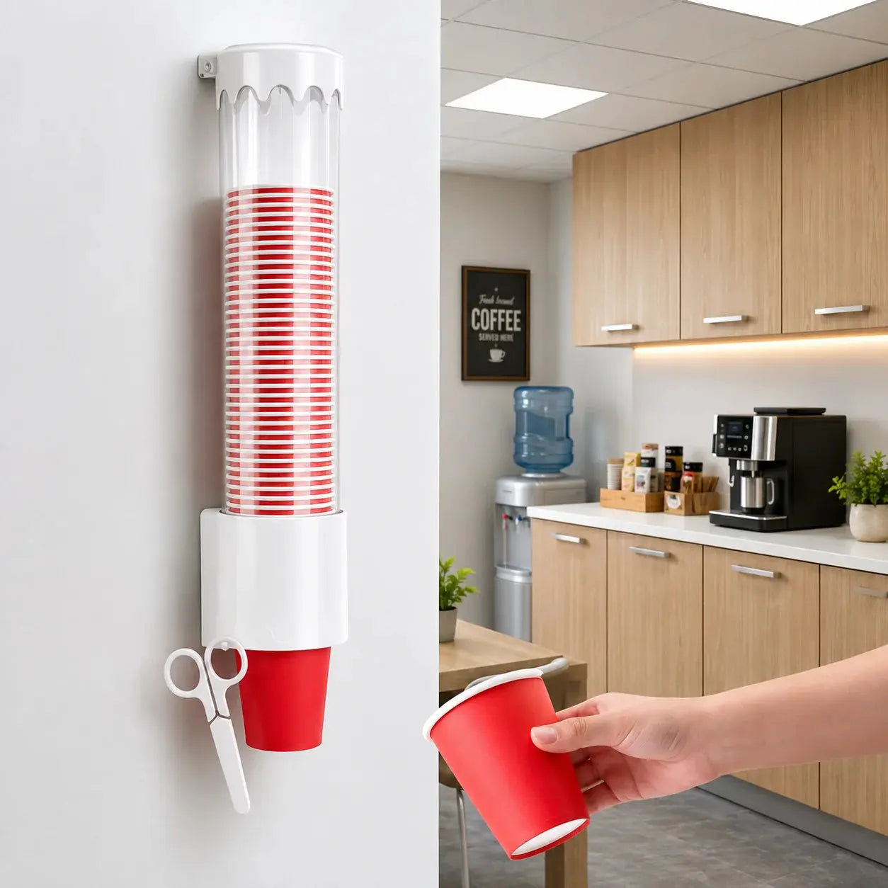 Wall Mounted Paper Cup Dispenser – Dustproof Plastic Cup Holder Scrollcart Qatar 