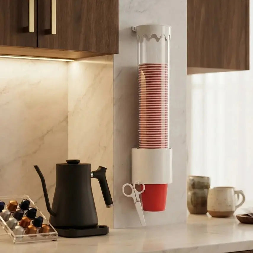 Wall Mounted Paper Cup Dispenser – Dustproof Plastic Cup Holder Scrollcart Qatar 