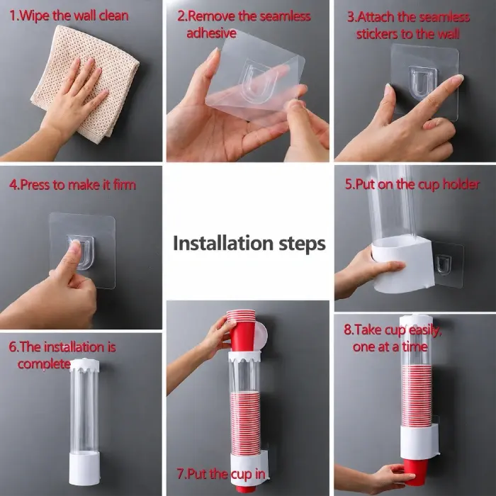 Wall Mounted Paper Cup Dispenser – Dustproof Plastic Cup Holder Scrollcart Qatar 
