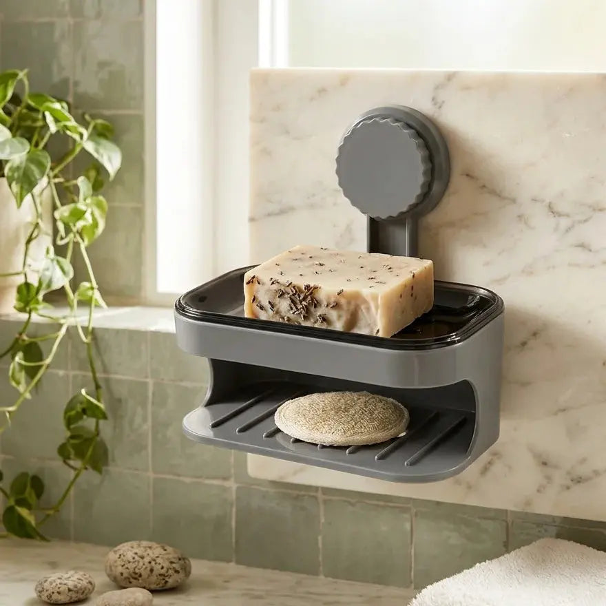Wall Mounted Soap Dish Holder Plastic Drainage Bathroom Rack Scrollcart Qatar 