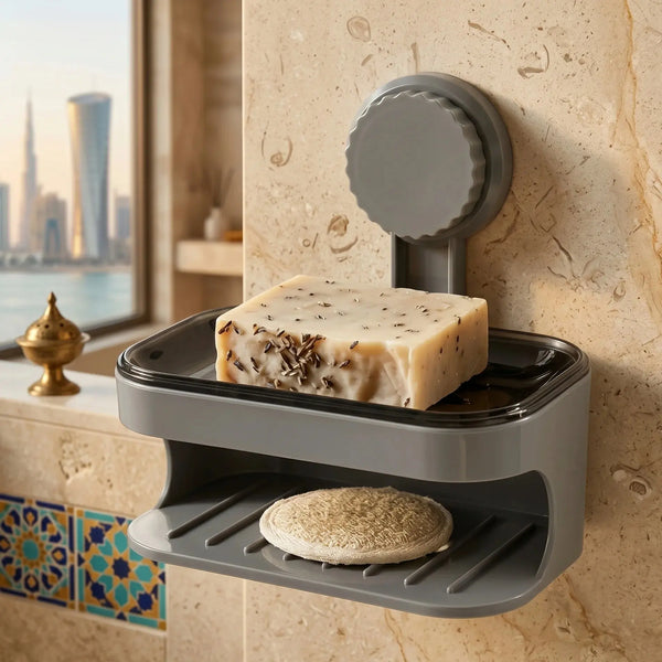 Wall Mounted Soap Dish Holder Plastic Drainage Bathroom Rack Scrollcart Qatar 