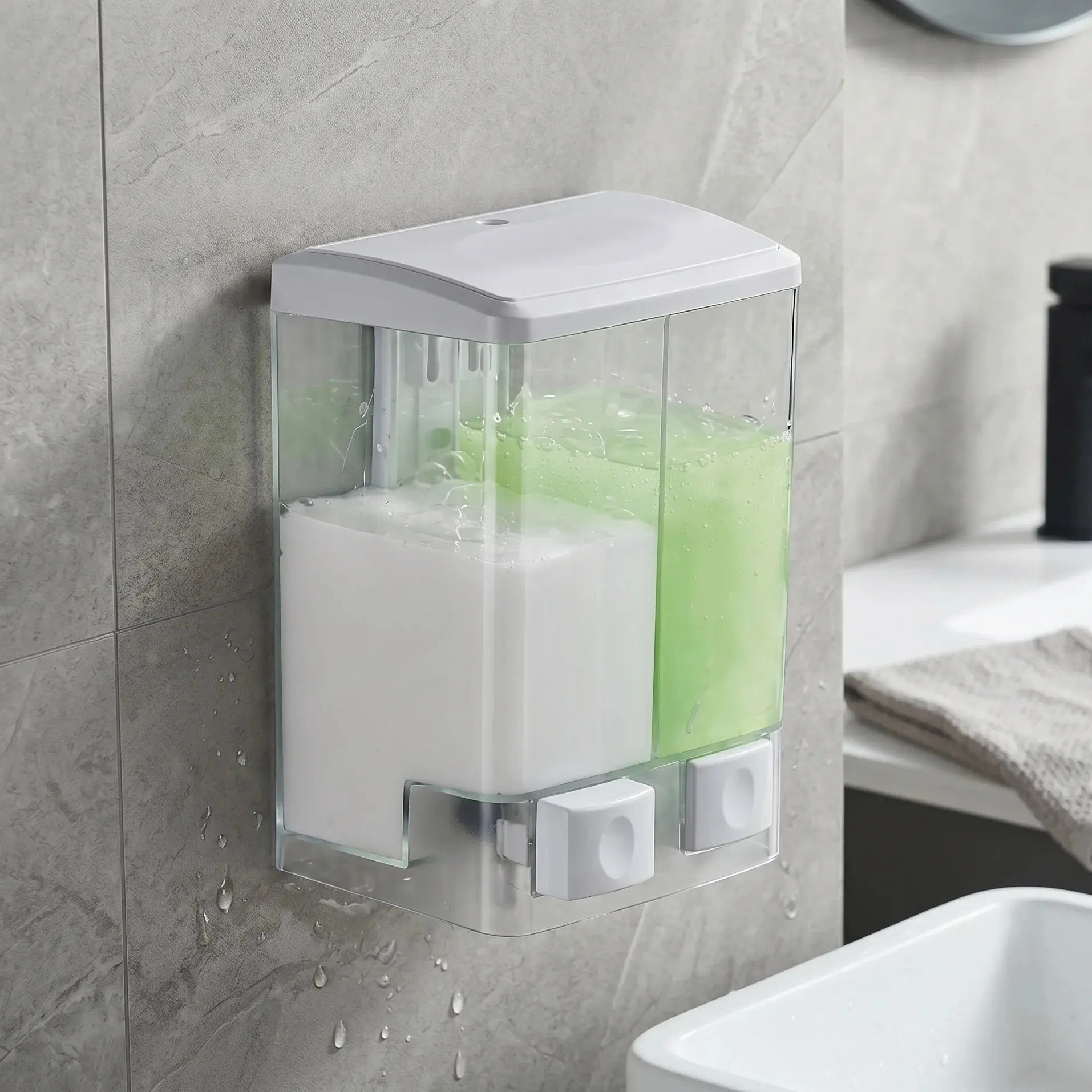 Wall-Mounted Soap & Shampoo Dispenser (1000ml) Scrollcart Qatar 