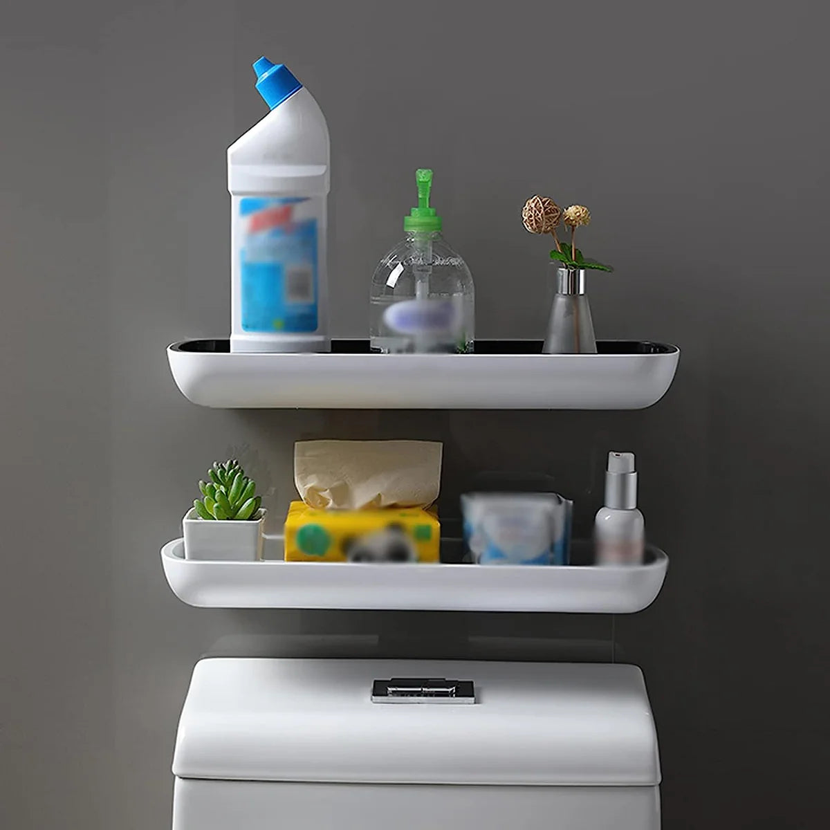 Wall Mount Punch-Free Bathroom Shelf - Storage Organizer