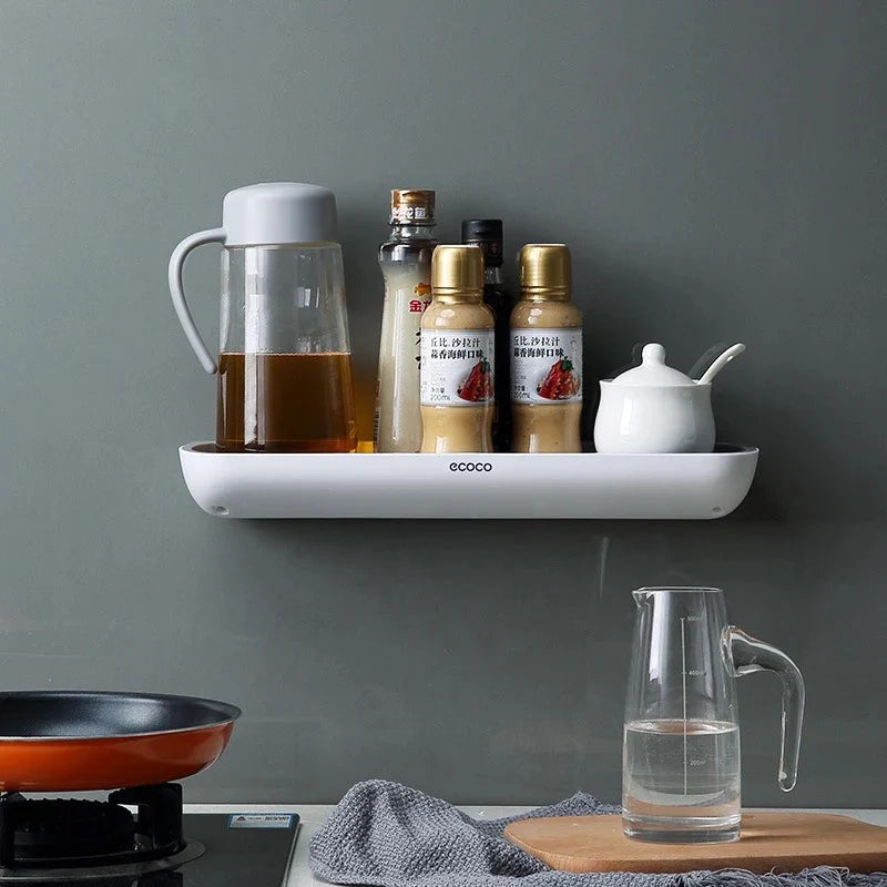 Wall Mount Punch-Free Bathroom Shelf - Storage Organizer