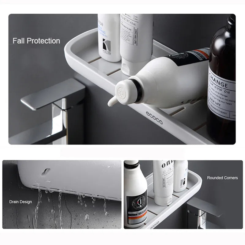 Wall Mount Punch-Free Bathroom Shelf - Storage Organizer