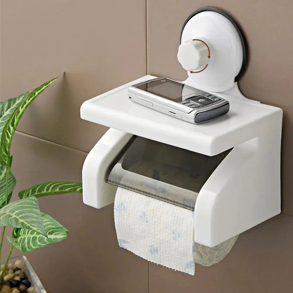 Waterproof Toilet Paper Holder with Shelf – Bathroom Storage Rack Scrollcart Qatar 