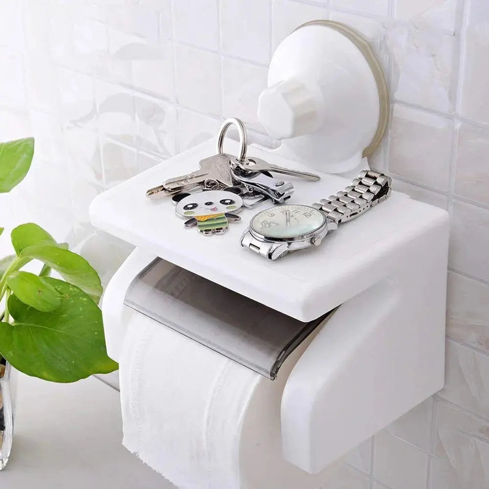 Waterproof Toilet Paper Holder with Shelf – Bathroom Storage Rack Scrollcart Qatar 