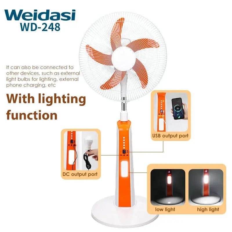 18-Inch Rechargeable Stand Fan | Solar LED Fan – Doha Qatar
