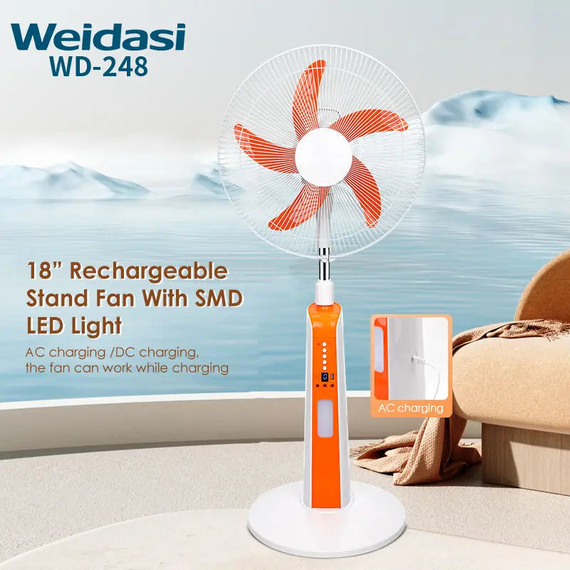 18-Inch Rechargeable Stand Fan | Solar LED Fan – Doha Qatar