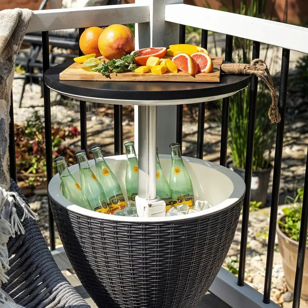 Ice Bucket Table Bolt Cool Bar Extendable Outdoor Coffee Table & Ice Bucket