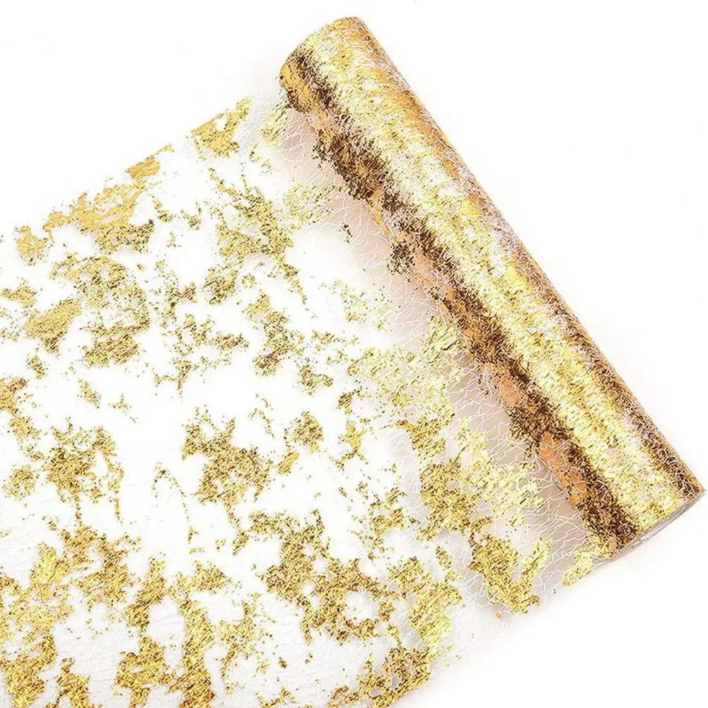 Linen Table Runner with Golden Foil - Decor for Weddings, Gift, Birthdays & Banquets - Scrollcart Qatar