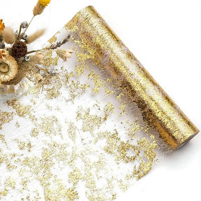 Linen Table Runner with Golden Foil - Decor for Weddings, Gift, Birthdays & Banquets - Scrollcart Qatar