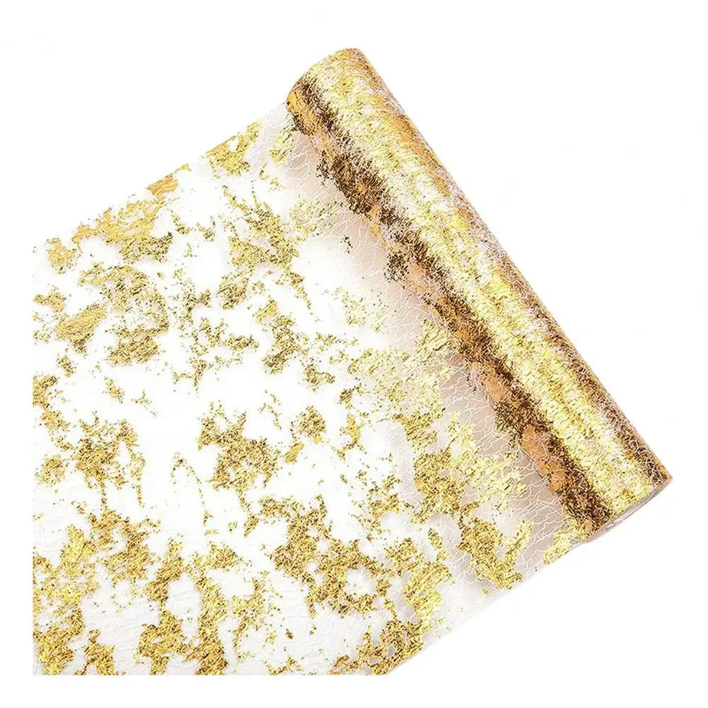Linen Table Runner with Golden Foil - Decor for Weddings, Gift, Birthdays & Banquets - Scrollcart Qatar