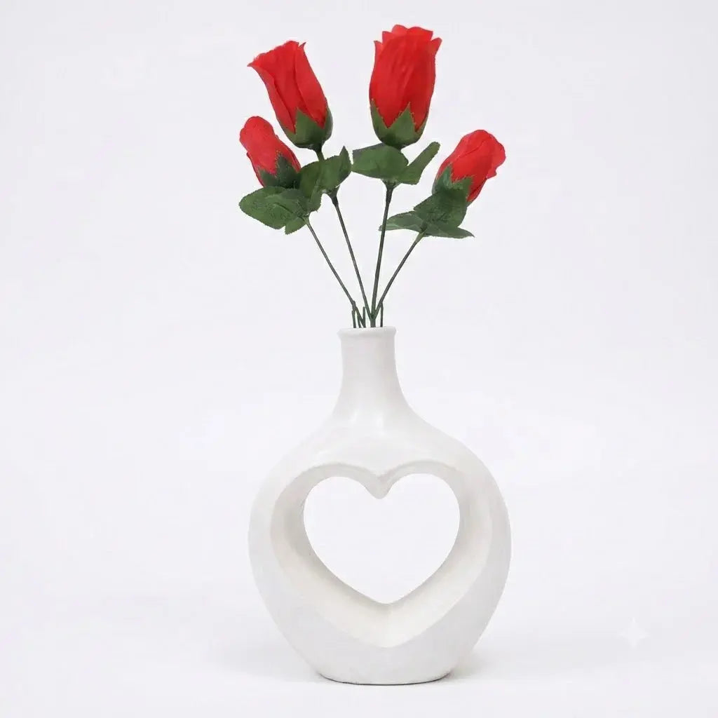 White Ceramic Flower Nordic Vase – Modern Decorative Flower Pot Scrollcart Qatar 