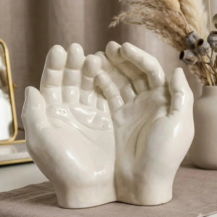White Hand Shaped Decorative Bowl | Tea Light Holder & Planter for Home Decor Scrollcart Qatar 
