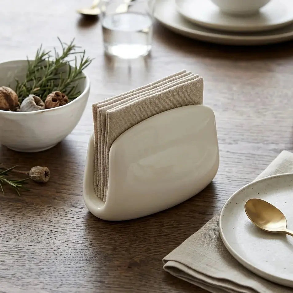 White Porcelain Napkin Holder 11 × 7 cm Scrollcart Qatar 