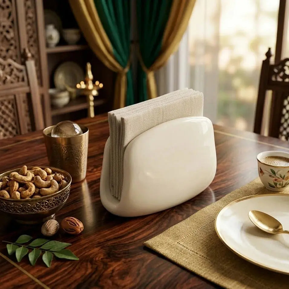 White Porcelain Napkin Holder 11 × 7 cm Scrollcart Qatar 