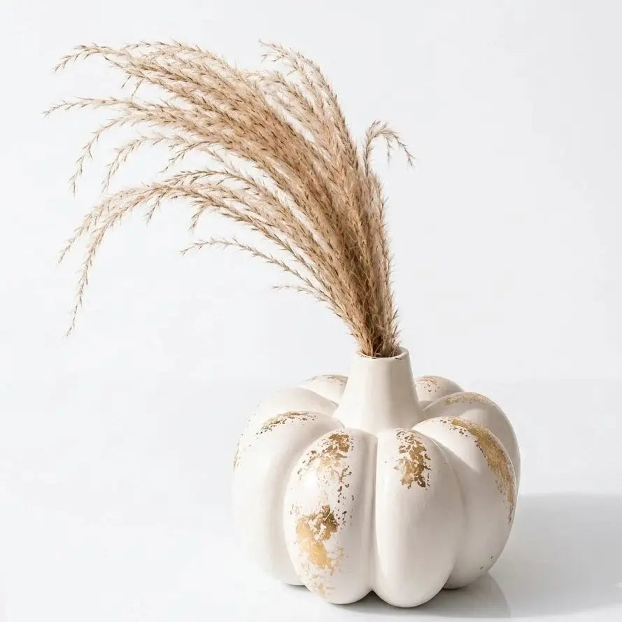 White Pumpkin Decorative Vase | Modern Minimalist Flower Holder for Home Decor Scrollcart Qatar 