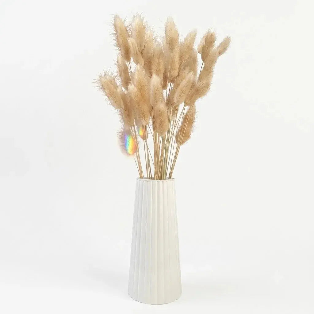 White Striped Vase for Dried Flowers | Modern Minimalist Home Decor Scrollcart Qatar 
