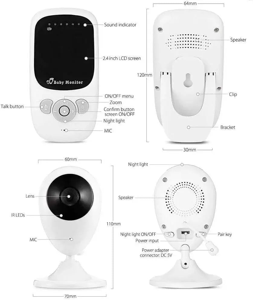 Wireless Digital Video Baby Monitor with 2.4" HD LCD Screen & Night Vision Birkath 